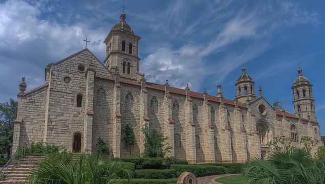 Romanesque 11th-century church of Saint Bernard de Clairvaux in a historic monastery