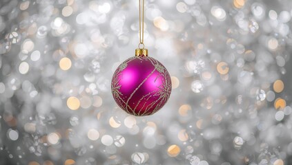 Fototapeta premium Celebration orb with shimmering silver lights backdrop