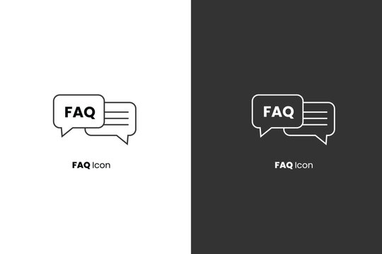 Flat FAQ Line Icon (Frequently Asked Questions). Perfect for website help sections, user interfaces, and customer support designs