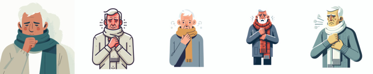 vector of half body a grandfather standing in the cold