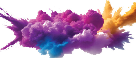 Colorful, abstract watercolor splashes of blue and white ink evoke a light, cloudy sky texture