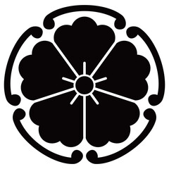 家紋です。組五つ鐶輪に唐花といいます。