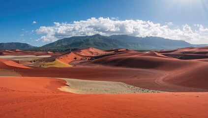 Naklejka premium Breathtaking scenery of the multicolored terrain in Chamarel