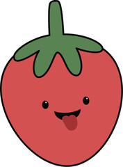 Cartoon Kawaii red strawberry with happy face