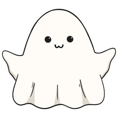 Kawaii happy ghost cartoon.Halloween ghost