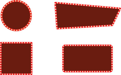 Realistic marquee sign box set isolated on white background.