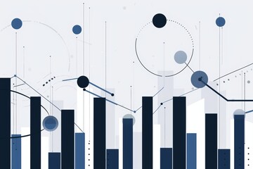 Simple flat color vector art of an upward trend chart with black bars on a white background