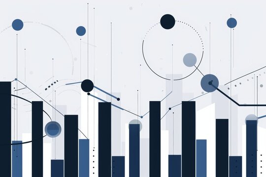 Simple flat color vector art of an upward trend chart with black bars on a white background
