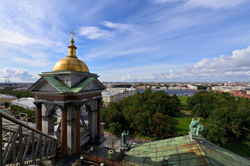 Beautiful view of St. Petersburg from the colonnade of St. Isaac's Cathedral.