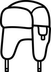 Ushanka hat isolated on transparent background winter hat with ear flaps outline icon russian fur cap vector illustration headwear line art design