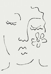woman face line art drawing 