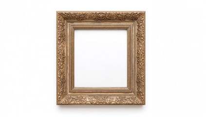 Fototapeta premium Vintage wooden photo frame for personal pictures, isolated design on white background