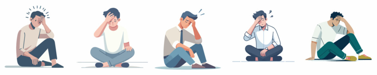 vector of a man sitting with a confused expression