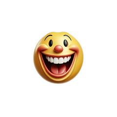 Fototapeta premium Joyful laughing cartoon face yellow emoji transparent background