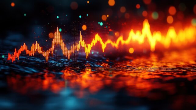 Abstract chart with fiery background