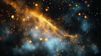 Abstract cosmic dust swirling in dark nebula
