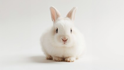 Obraz premium Isolated white bunnies against a plain white backdrop