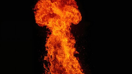 Lone flame glowing in darkness