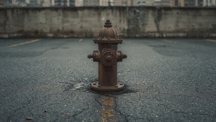 Fototapeta premium Fire hydrant steel piping installed in parking area