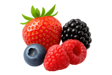 Fresh berry mix featuring strawberry, raspberry, blueberry, and blackberry, representing healthy eating and summer fruit