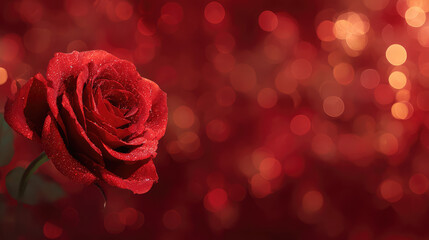 Large and Vibrant Rose with Droplets Against a Bokeh Background