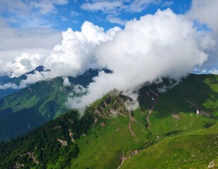 Mountain range blanketed in clouds