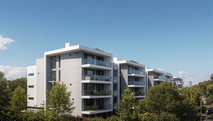 Obraz premium A set of upscale residential buildings in an urban area