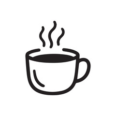 Elegant Black and White Coffee Cup Silhouette On White Background. 