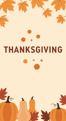 Autumn fall leaves frame pattern with orange pumpkin Thanksgiving vector background design