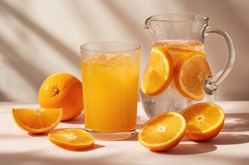 Concept of summer and freshness with orange slices