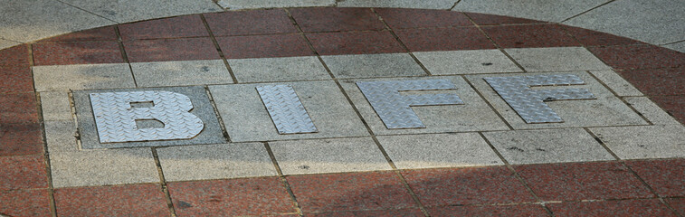 BIFF letters forming part of a street walk of fame in Busan, South Korea