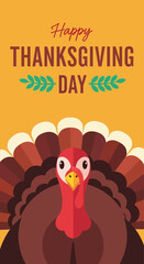 Happy thanksgiving with a turkey banner vector