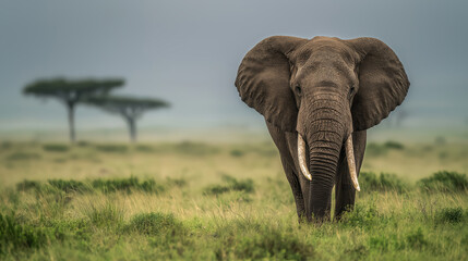 Naklejka premium Majestic Elephant Walking Across the African Plains