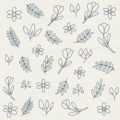 Floral Pattern with Flowers and Leaves