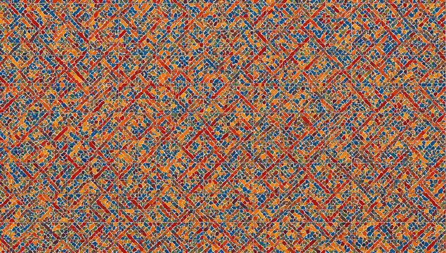 In a charming locale, lively and vivid tiles decorated the walls with captivating geometric designs, featuring striking red lines that formed an impressive visual display