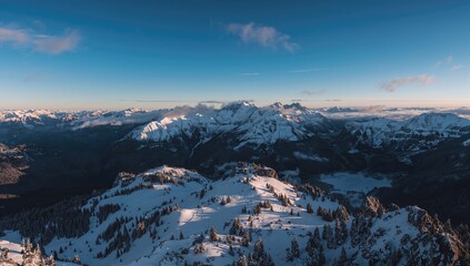 Panoramic Scene Towering Mountain Range