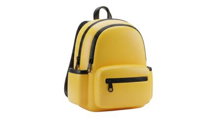 Yellow Backpack Bag for School Supplies and Adventure Gear on Isolated Background