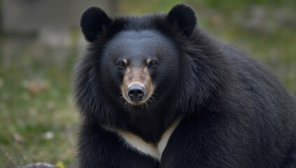 Fototapeta premium Close-up of a black bear staring directly at the camera