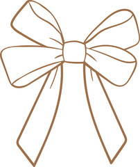 Ribbon Bow Outline Doodle Drawing, Retro Bow Illustration
