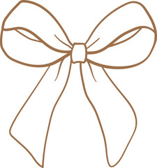 Ribbon Bow Outline Doodle Drawing, Retro Bow Illustration