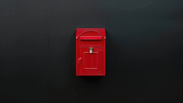 Crimson postbox set against a dark backdrop