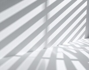 Obraz premium Interior scene with geometric shadows cast upon white walls, light, and minimal space