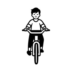 Boy Riding Bicycle Icon Front View Vector
