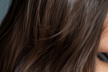 Fototapeta premium Healthy, shiny brown hair flowing, showcasing its natural beauty and care