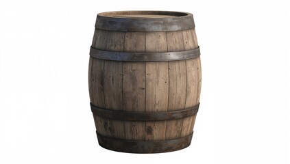 Obraz premium Vintage Wooden Barrel on White Background with Clipping Path