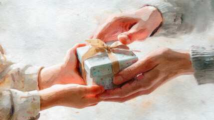 プレゼントを渡す手