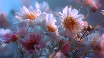 Blurred Floral Background with Vintage Y2K Aesthetic and Soft Color Palette for Elegant Design Projects