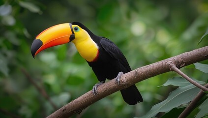 Obraz premium The vibrant rainbow-billed toucan, a striking member of the toucan family with a distinctive colorful bill, native to tropical regions.