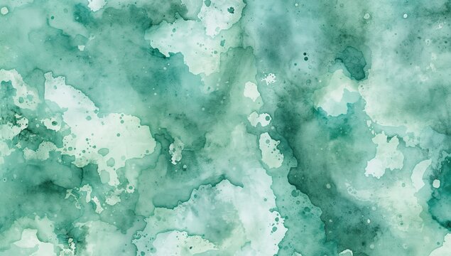 An abstract watercolor pattern on a white backdrop showcases textured elements inspired by natural forms, combining green and blue hues with subtle grunge effects.