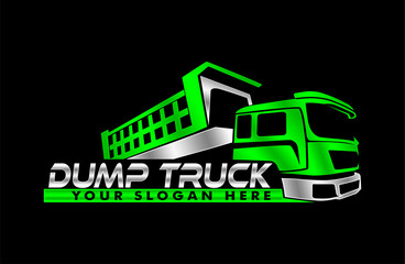 Dump truck logo emblem design vector illustration template business construction company	